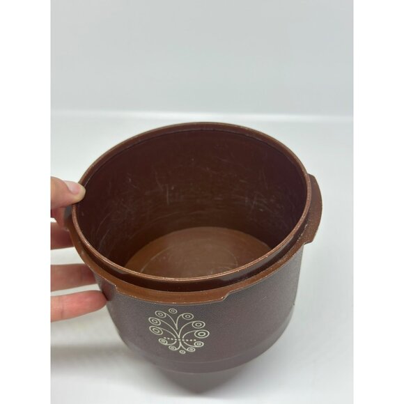 VTG Tupperware Brown Servalier Canister 3.5" 1297-12 Scroll Design (No Lid) - Picture 4 of 8